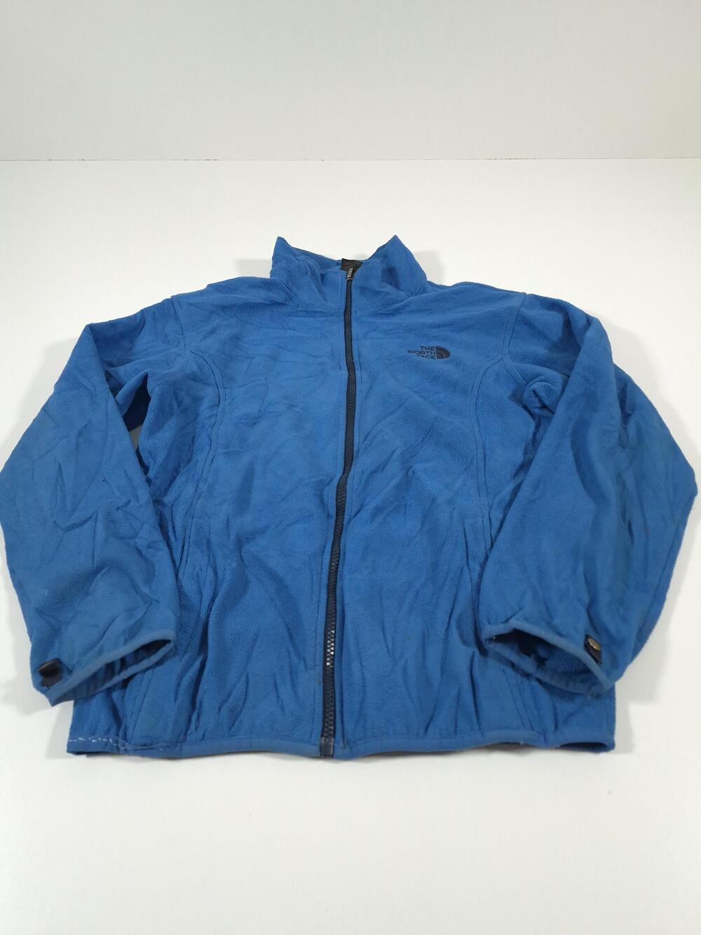 The North Face Jacket Boys 14/16 Blue Fleece Full Zip Lightweight Logo FLAW